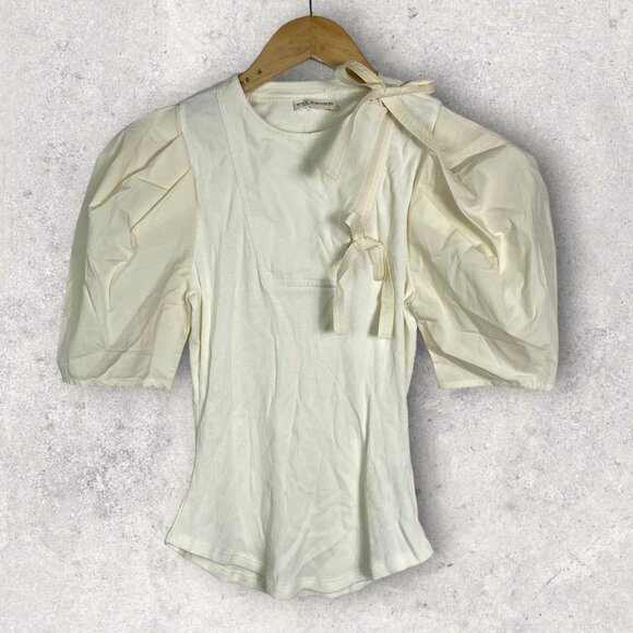 NEW Ulla Johnson Blair Top Eclipse White Size P or XS Puff Shoulder Blouse Boho - Picture 4 of 11